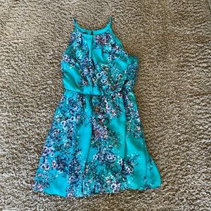 green flowered dress